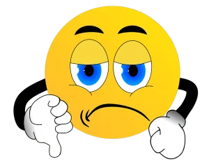 A yellow emoticion with blue eyes and a thumbs up sign.