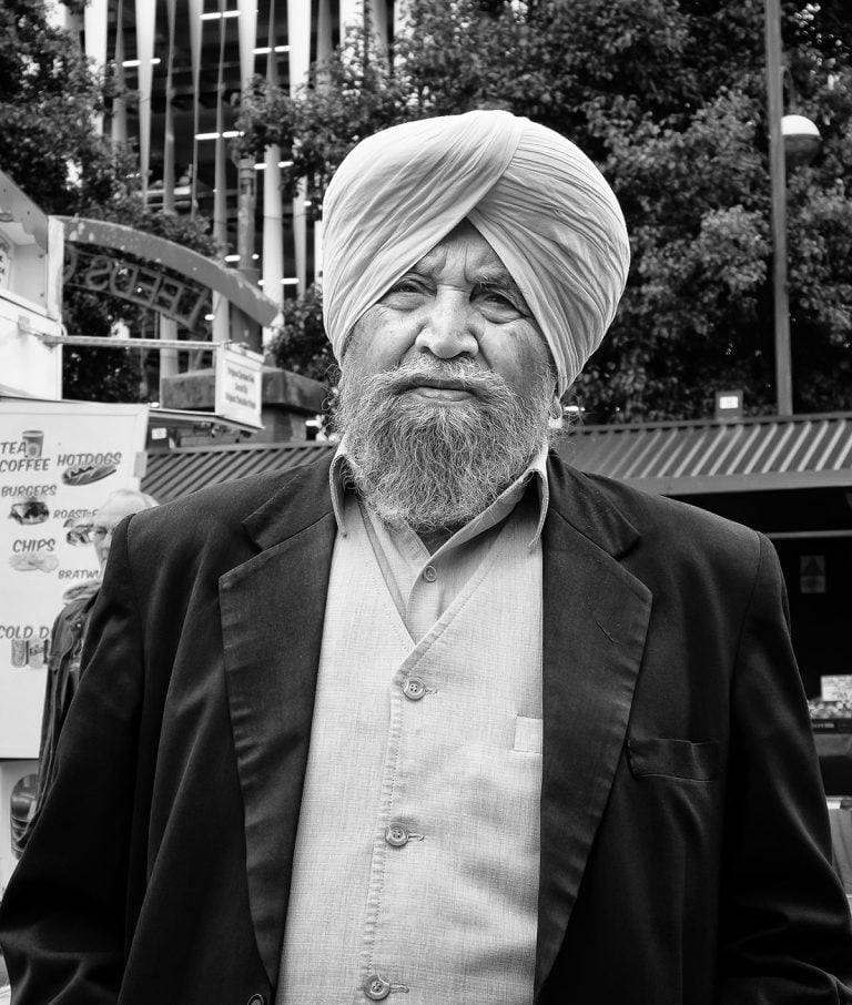 An indian man in a turban.