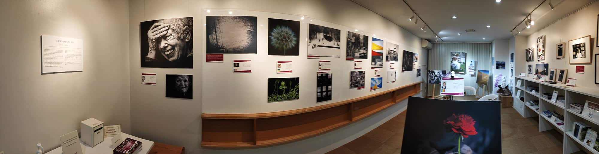 A gallery wall hung with photographs at Gallery TEN, Tokyo.