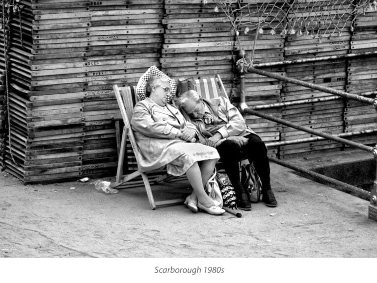 Deckchairs at Scarborough An old couple asleep in deckchairs, Scarborough