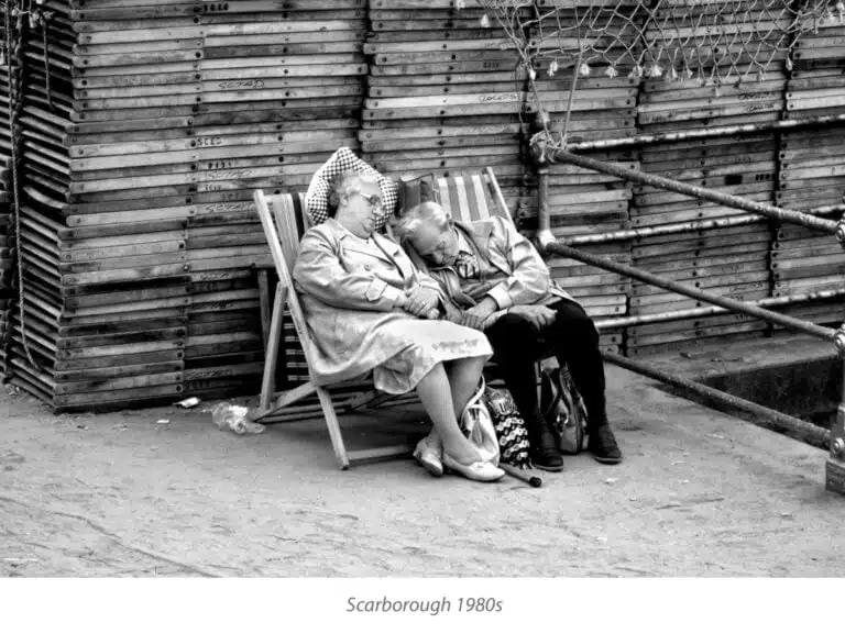 Deckchairs at Scarborough An old couple asleep in deckchairs, Scarborough